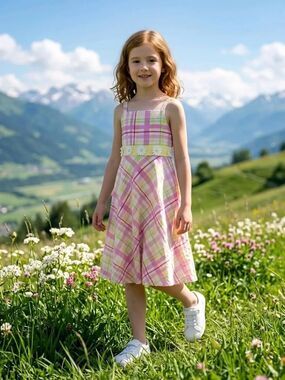 emily west Pink Plaid Daisy-Band Sundress
